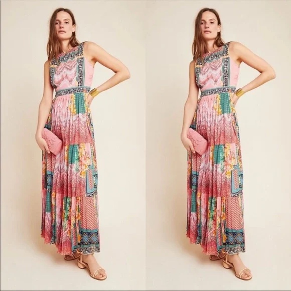 Anthropologie Bhanuni by Jyoti Pink sleeveless maxi dress NWT size 6.
